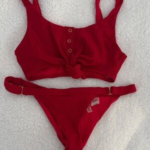 Red Bikini Bottoms. Ribbed. Scrunched butt. So cute. Vintage.